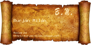 Burján Milán névjegykártya